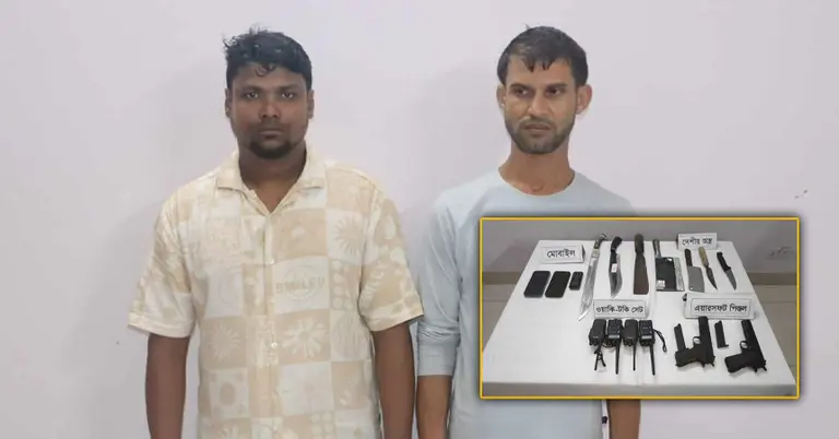 বিভিন্ন অস্ত্র ও সরঞ্জামসহ আটক দুই
